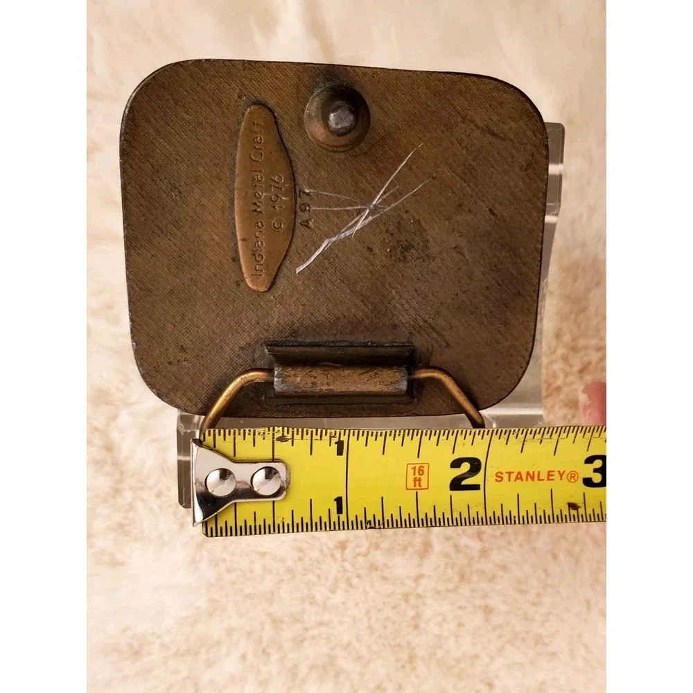 Vintage Brass Indiana Metal Craft Bass Fish Belt Buckle 2 1/4